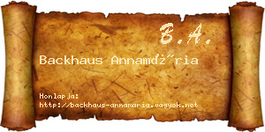 Backhaus Annamária névjegykártya